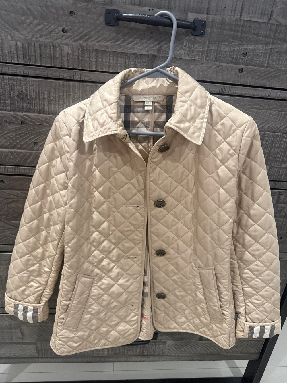 Burberry Beige Quilted Button-Front Puffer Jacket